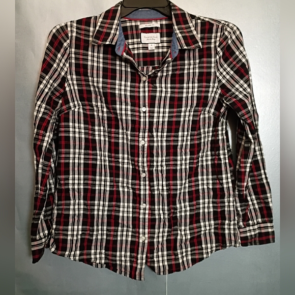 Charter Club Red and Black Plaid Button Down Shirt - Picture 1 of 4